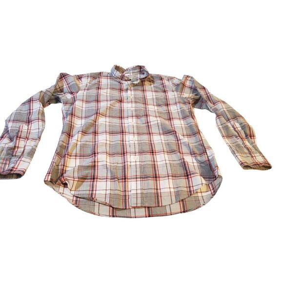 J. Crew Shirt‎ Mens Medium M Red Plaid Check Button Up Long Sleeve Preppy Casual - Picture 3 of 13